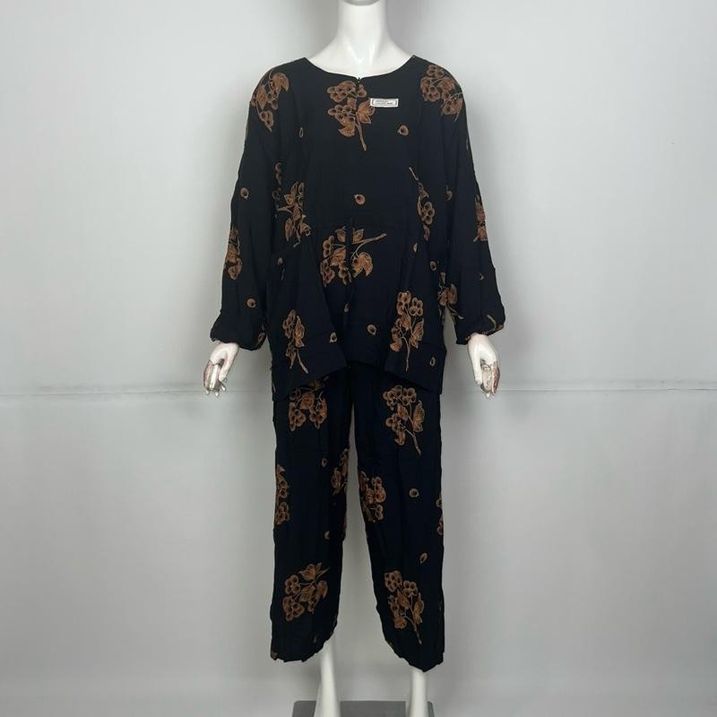 (Kencana ungu) Setelan CPLP JUMBO CABUT LD 130 label hitam [Baju Celana Motif Nyaman Rayon Lembut ]