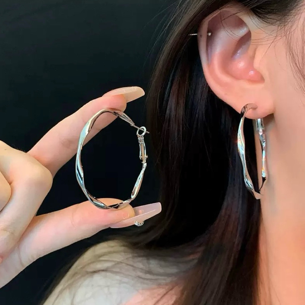 JOORI - Anting Hoops Silver Wanita Bulat Besar