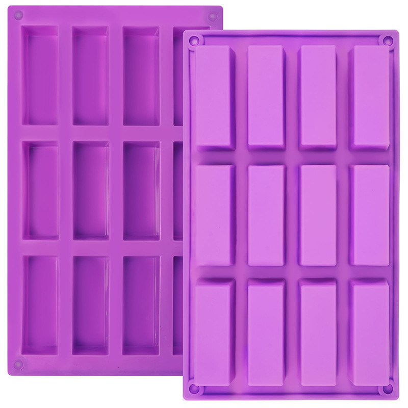 12 Cavity Rectangle Caramel Candy Silicone Molds,Energy Bar Chocolate Truffles Mold,Whiskey Ice Cube