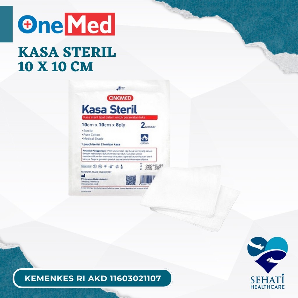 Onemed Kasa Sterile 10x10 cm Isi 2 Peralatan Pembersih Luka P3K Kassa Steril Medis Medical 10 x 10 1