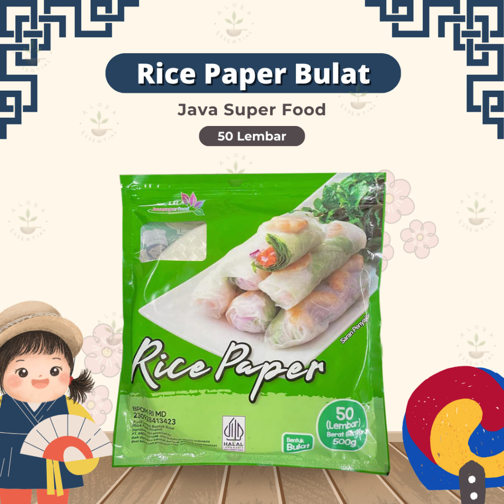 

Java Rice Paper Bulat 50 lembar - Banh Trang Rice Paper 22cm - Kulit Lumpia Vietnam Rice Paper - Rice roll spring roll - Salad Wrap
