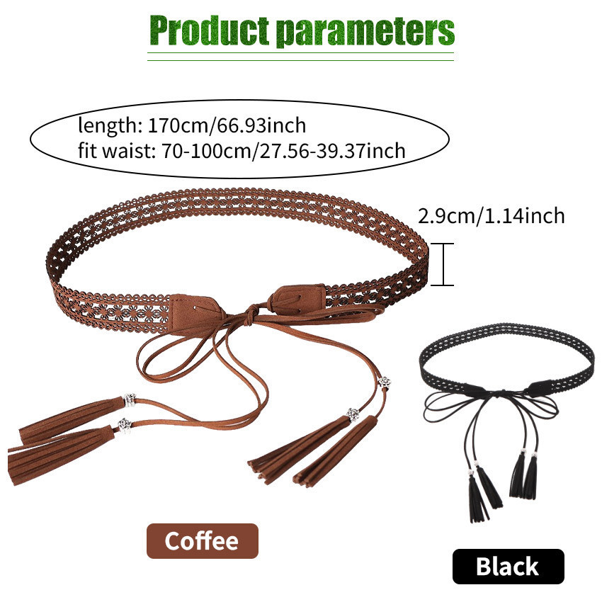 ZENID Tali Ikat Pinggang Wanita Belt Tassel Kulit Pita Simple Kepang Lebar Model Tassel Gaya