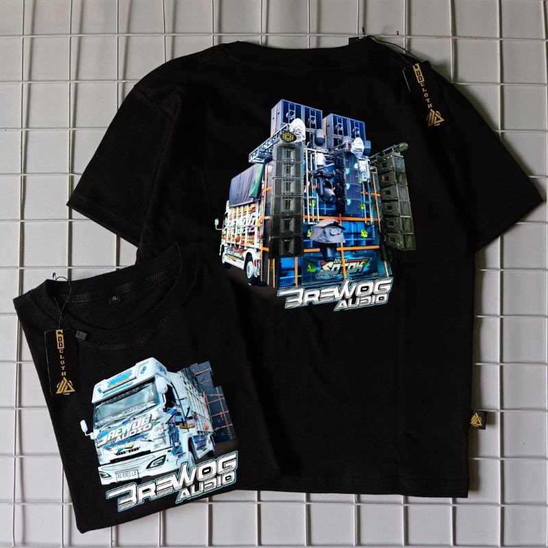 (TRUK BREWOG PUTIH) KAOS ANAK LAKI-LAKI / PEREMPUAN 1-10 TAHUN HOREG AUDIO SOUND SYSTEM PREMIUM COTT