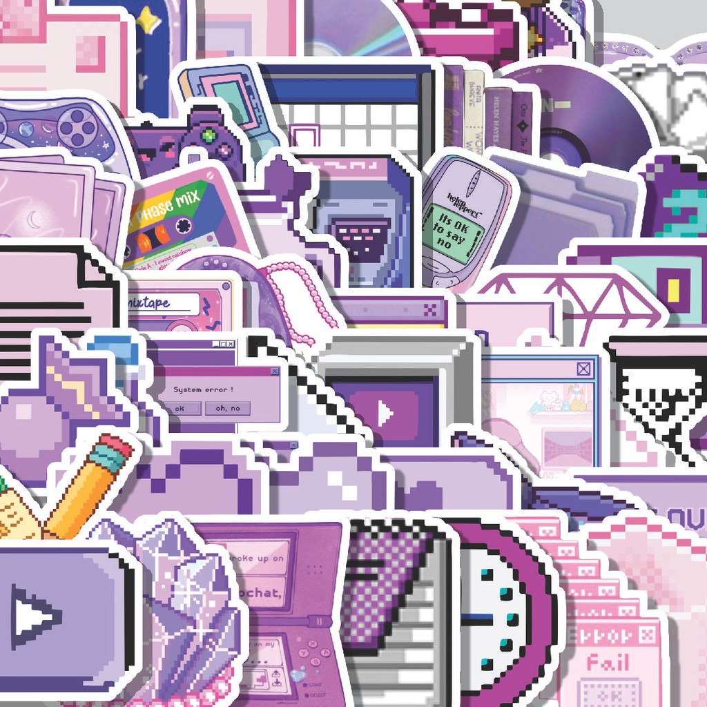 

Stiker Cutting Pack Stiker Purple Pixel Series [Ungu] Isi 100Pcs Series Aesthetic Lucu Keren Untuk Koper Bahan Vynil