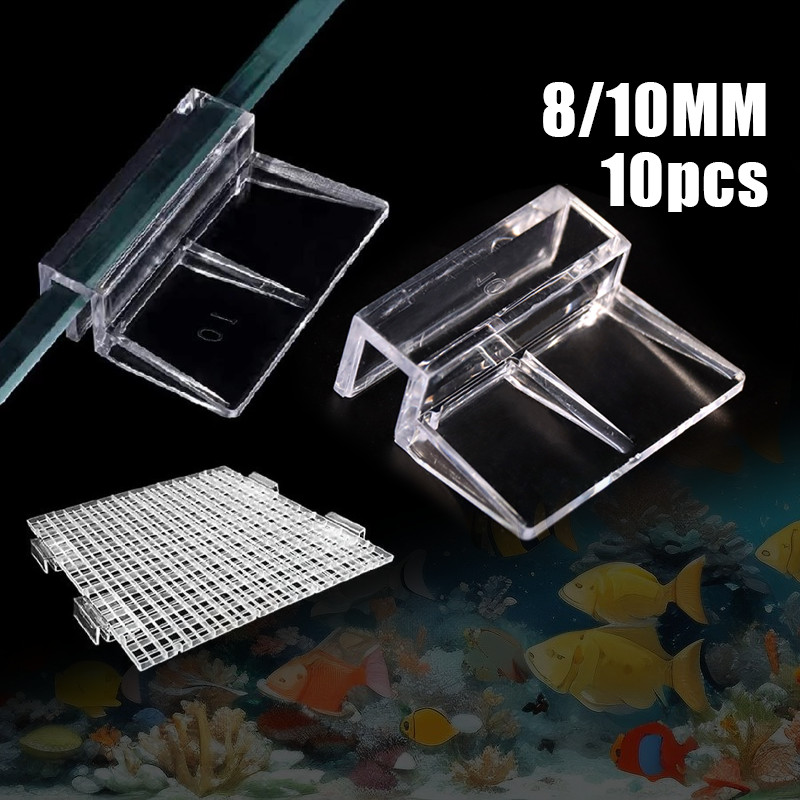 ISI 10 Holder Clip Bracket Penyangga Clip Holder Cover Aquarium Akrilik 8mm 10mm