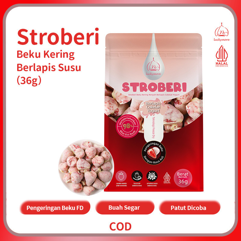 

[Luckymore] HALAL Stroberi Beku Kering Renyah Berlapis Coklat 32g, Stroberi Coklat, Keripik stroberi, Cemilan sehat, Stroberi kering, Coklat, Asam Manis Lezat