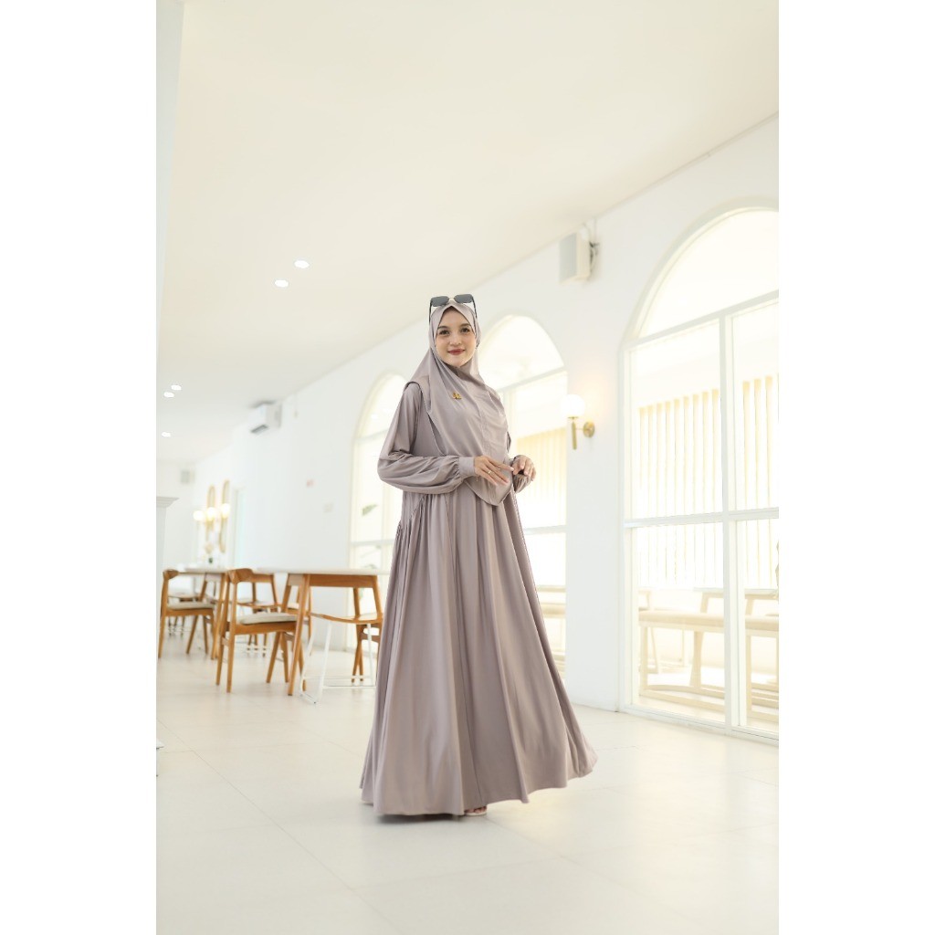 Alifa Dress- Dress  Gamis Jersy set Hijab  Daily Simple By Kamila Luxury premium