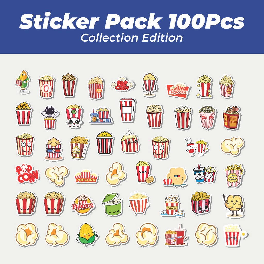 

Hot Stiker Popcorn Lucu Anti Air Stikers Berperekat Waterproof Sticker Decal Buat Motor Helm Buku Journal Koper Casing HP Laptop Botol Minum