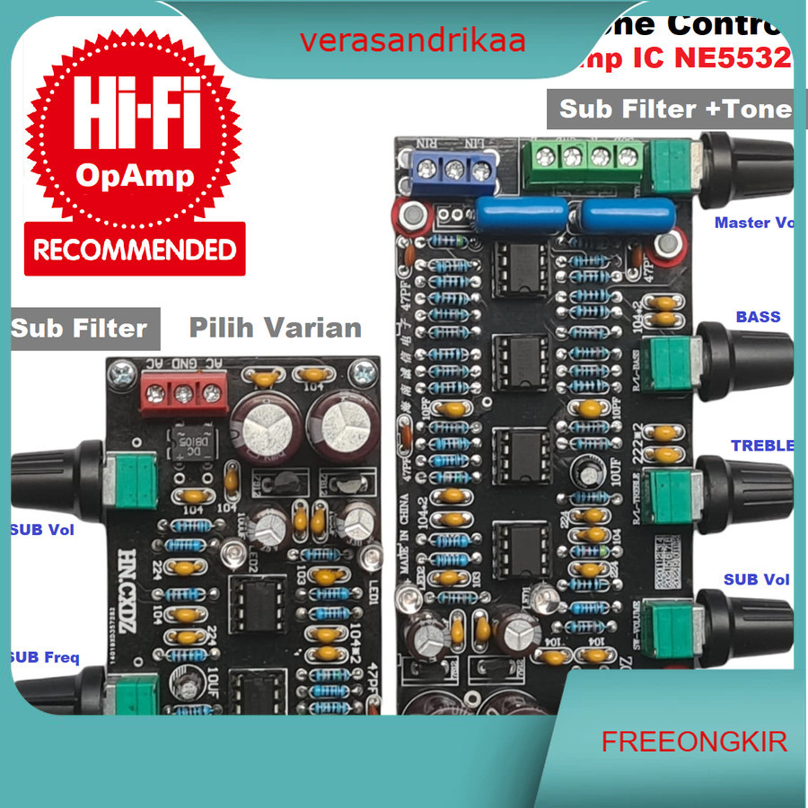 HIFi 2.1 Stereo+Subwoofer Pre-Amplifier Bass Tone Control LFE Filter