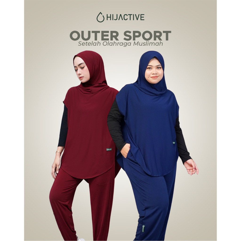 HAFERAMES  HIJACTIVE - Setelan Olahraga Wanita Muslimah Outer Hijab dan Celana Panjang Jersey Premiu