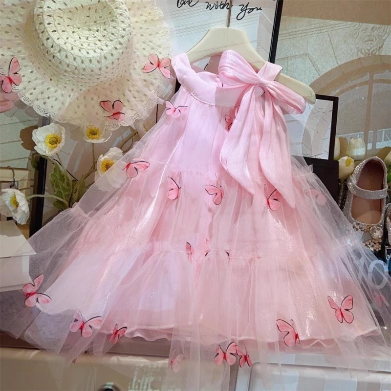 RYUTA Dress Kupu-Kupu Import Anak Perempuan 1-7 Tahun / Dress Topi Pink Anak