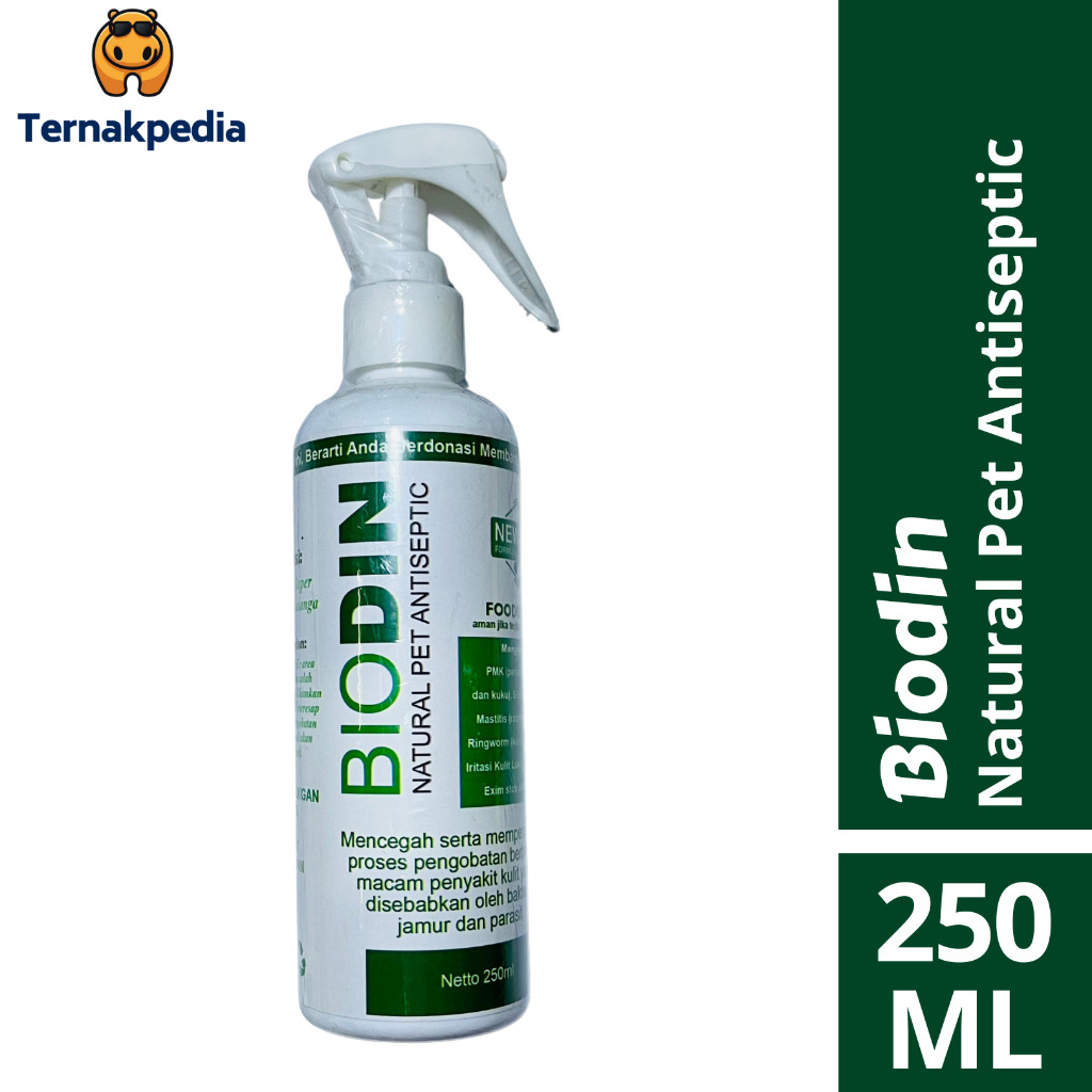 Biodin Spray 250 ml - Biodin untuk PMK Sapi - Antiseptic Semprot untuk Hewan - Obat Luka untuk Hewan