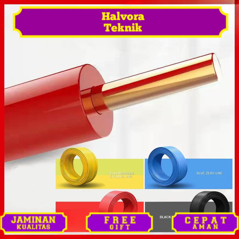 Kabel Listrik NYA / Kabel Kawat NYA 1.5mm 2.5mm Kabel Tembaga Asli 50 Yard Full