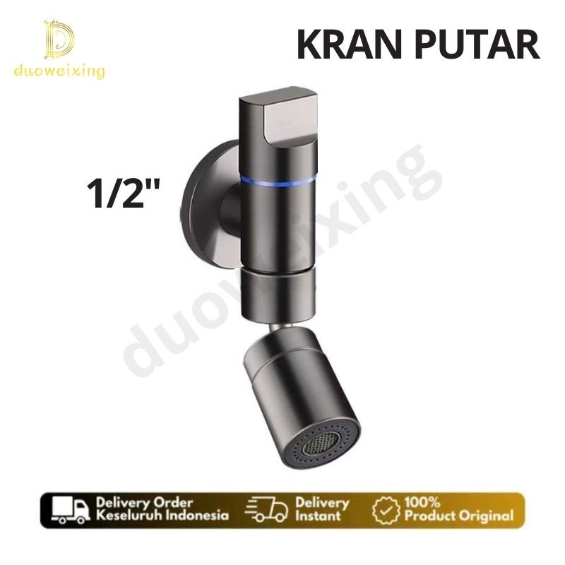Kran Air Stainless Dinding | Kran Putar 360° | Kepala Busa Tekanan Ganda | Bak Cuci Piring