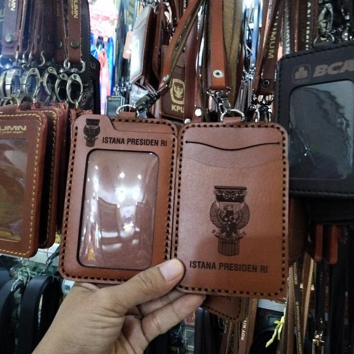 Lanyard Name Tag id card Holder Istana Presiden RI Asli Kulit