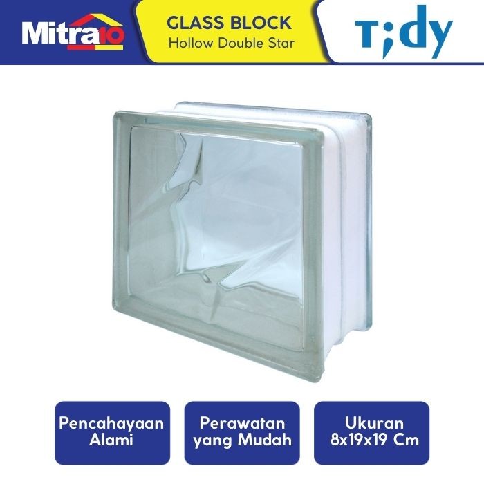 Glass Block Hollow Tidy Double Star 8x19x19cm - Bintang Ganda