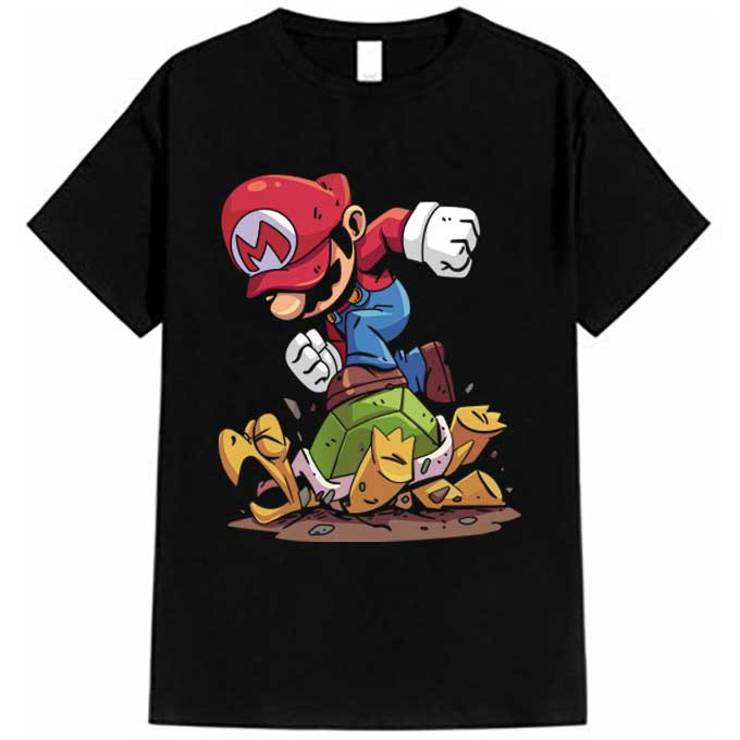 Pakaian jalanan Baju Kaos distro dewasa pria wanita SUPER MARIO BROS Skateboard Kasual Musim Panas