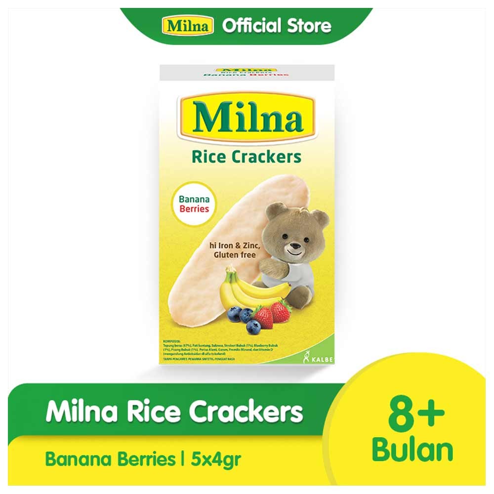 Milna Rice Crackers Banana Berries 20G