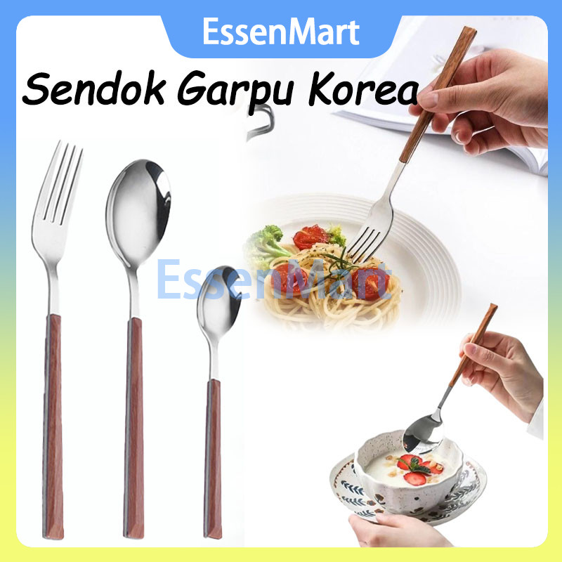 Sendok Garpu Korea / Sendok Makan Garpu Makan Tebal / Set Alat Makan Korea