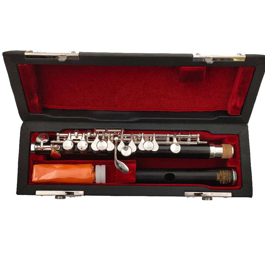 MORESKY-Ebony Piccolo C Key, Cupronickel Half-Size Flute, Silver Plated Body Material Ebony, MPC-163