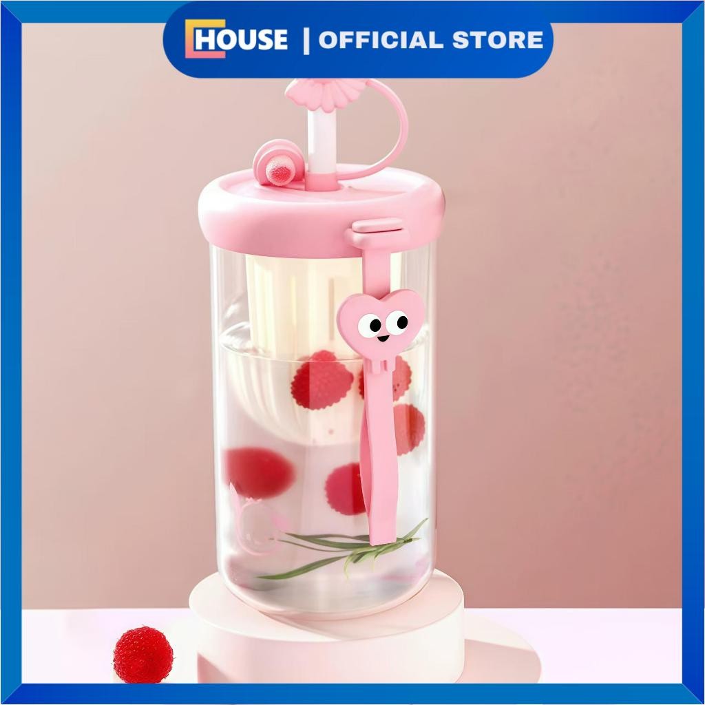 U HOUSE Mug Gelas Tumbler Sedotan /  Milk Cup Tumbler Glass With Straw