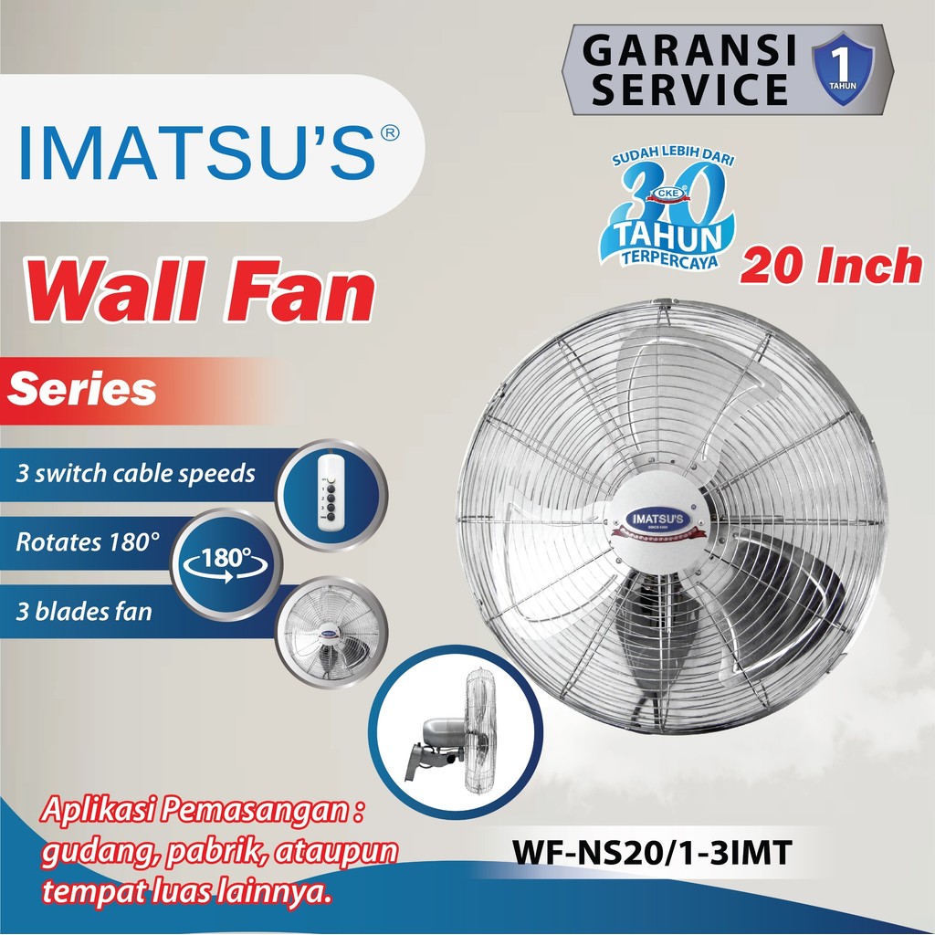 Kipas Angin Dinding Industri 20 Inch Wall Fan Kipas Angin Tembok
