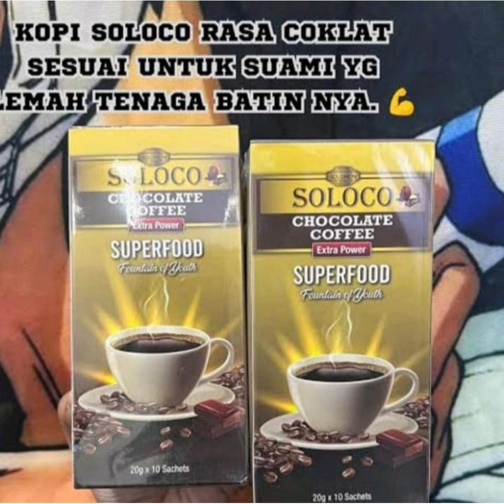 KOPI SOLOCCO CHOCOLATE COFFEE STAMINA PRIA BERJAM JAM ORIGINAL