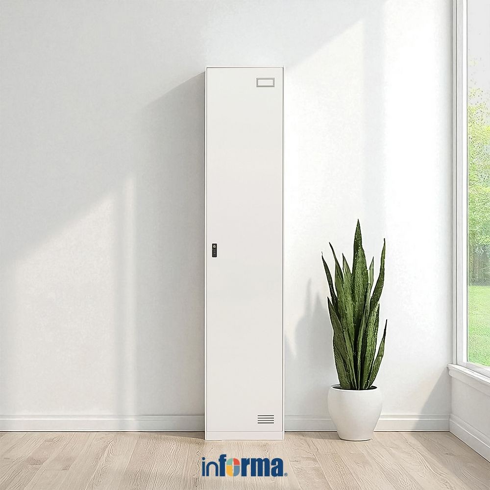 Informa Carter V2 Loker Numeric Lock Dengan Hanger 1 Pintu Metal - Putih Locker Kabinet Penyimpanan 
