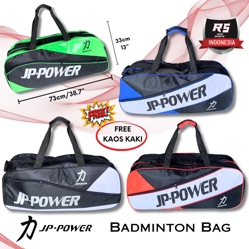 TAS BADMINTON JP POWER 2 RELL 2R THERMO ORIGINAL SELEMPANG DAN JINJING FREE KAOS KAKI