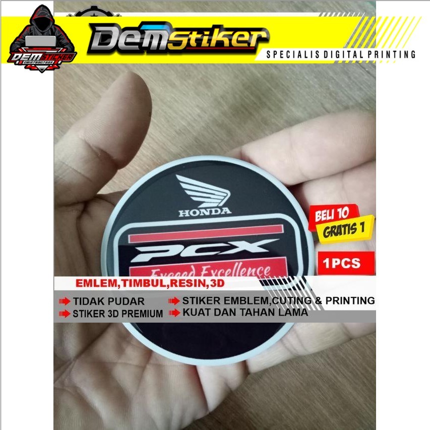 Stiker pcx merah bulat