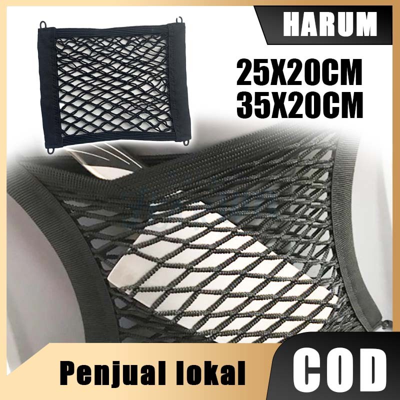 Jaring Helm Motor Elastis Double Layer Tas Jaring Mesh Penyimpanan Barang Kantong Organizer Car Pock