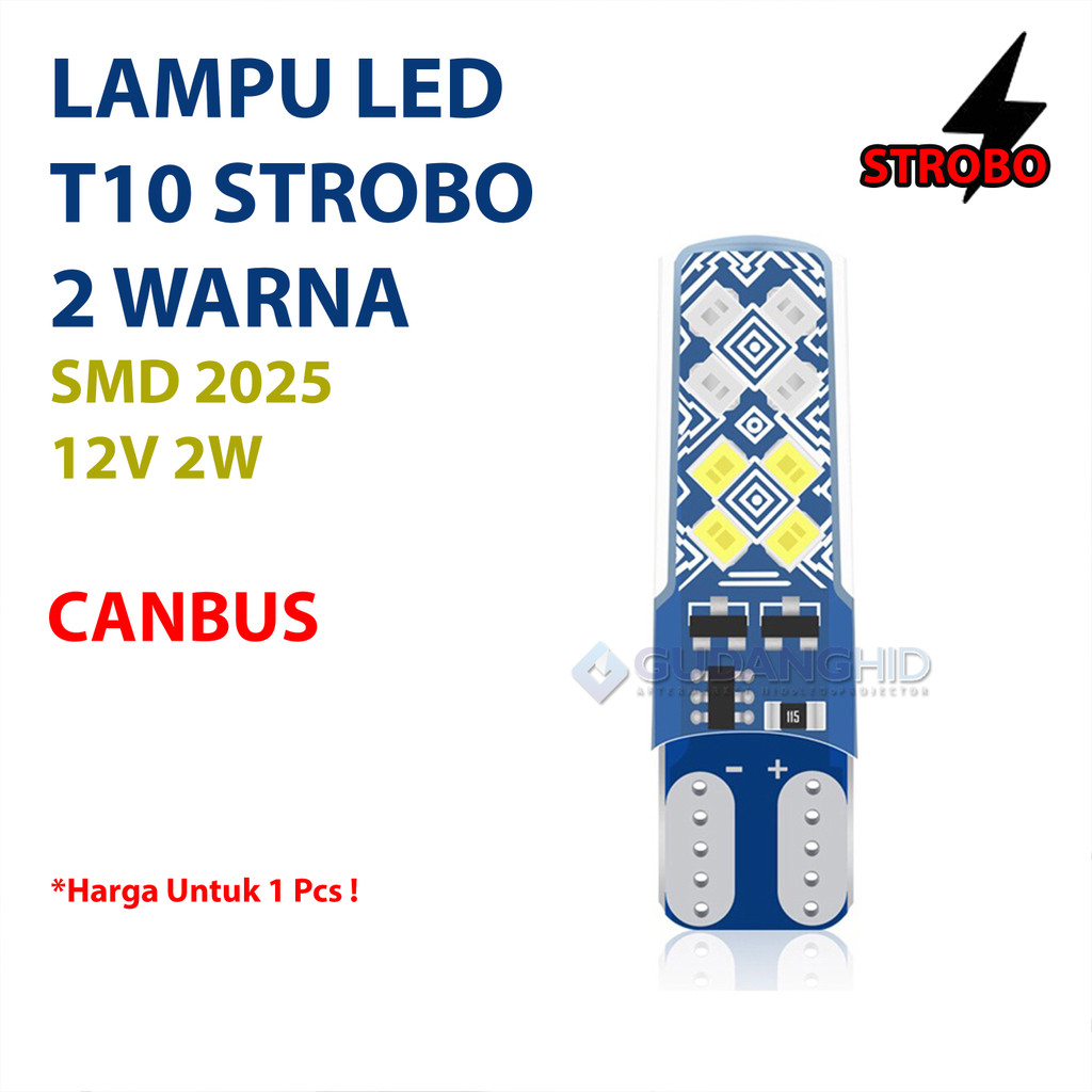 LED T10 Strobo 2 Warna CANBUS T10 Jelly Gel Kedip Strobo Blitz Senja