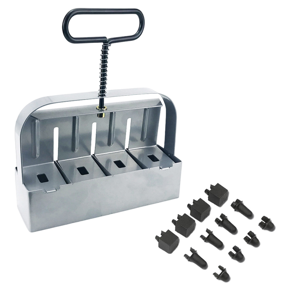 Soil Blocker Stainless Steel Handheld Block Maker 4 Cell Manual Soil Blocking Tool with Comfortable 