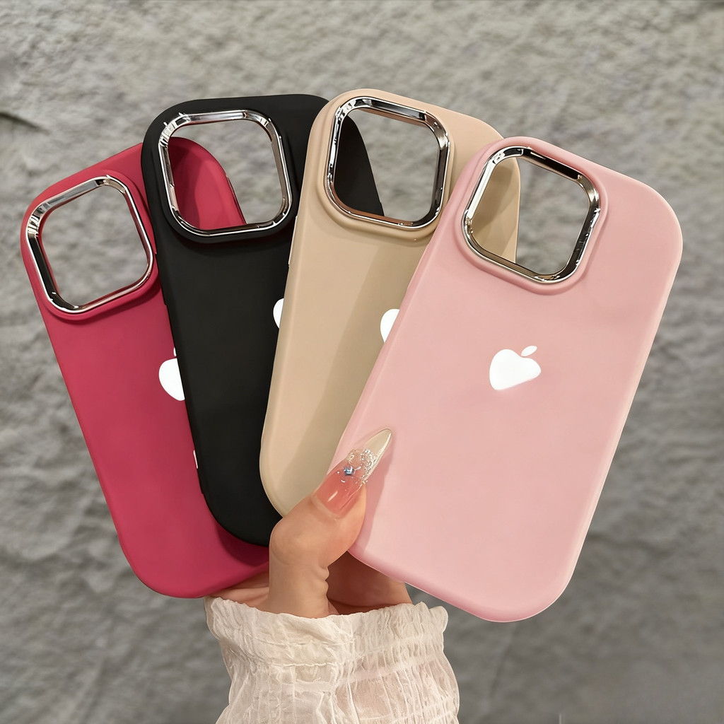 Elok.CaseCasing Silikon Lembut Putih Logo Apple Sederhana Cocok untuk model iPhone 11, 12, 13, 14, 1