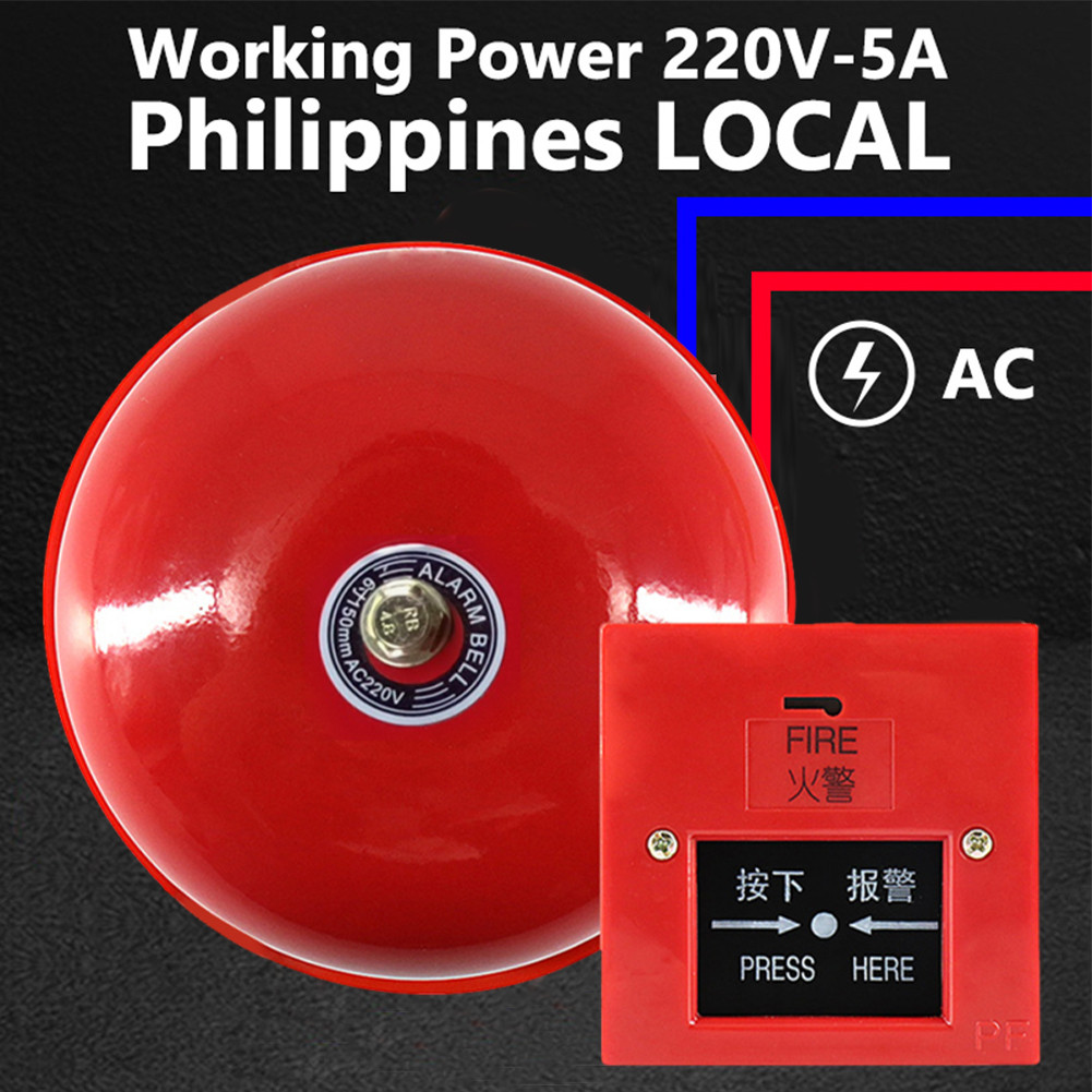 Sound and Light Fire Alarm with Key Fire Warning Siren Internal Strike Alarm Bell for Home Or Office