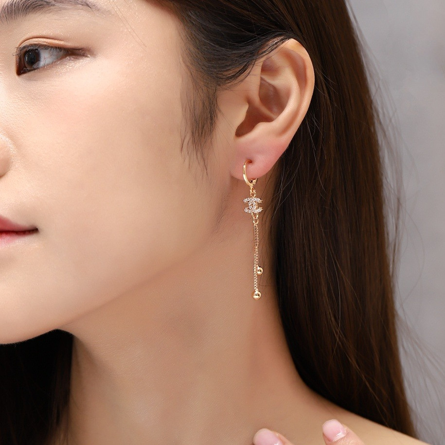 Anting Titanium Panjang Korea  Lapis Emas Fashion Aksesoris Wanita Anting Rumbai Perhiasan