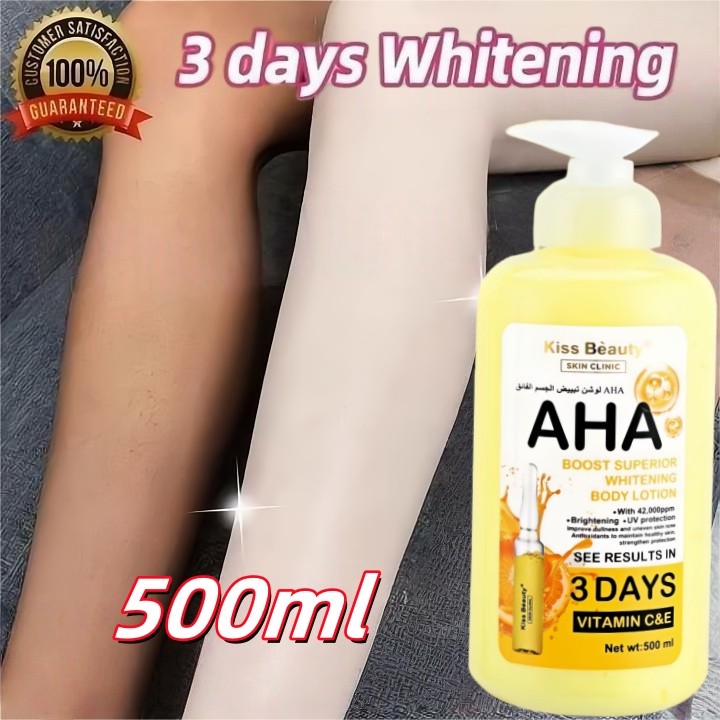 Kiss Beauty Body Lotion  500g Whitening Lotion Bleaching Lotion Badan natural body lotion pencerah badan hand body whitening Pemutih Permanen Mencerahkan Memperbaiki Kulit Gelap Menghilangkan Melanin Melembabkan Menutrisi Kulit