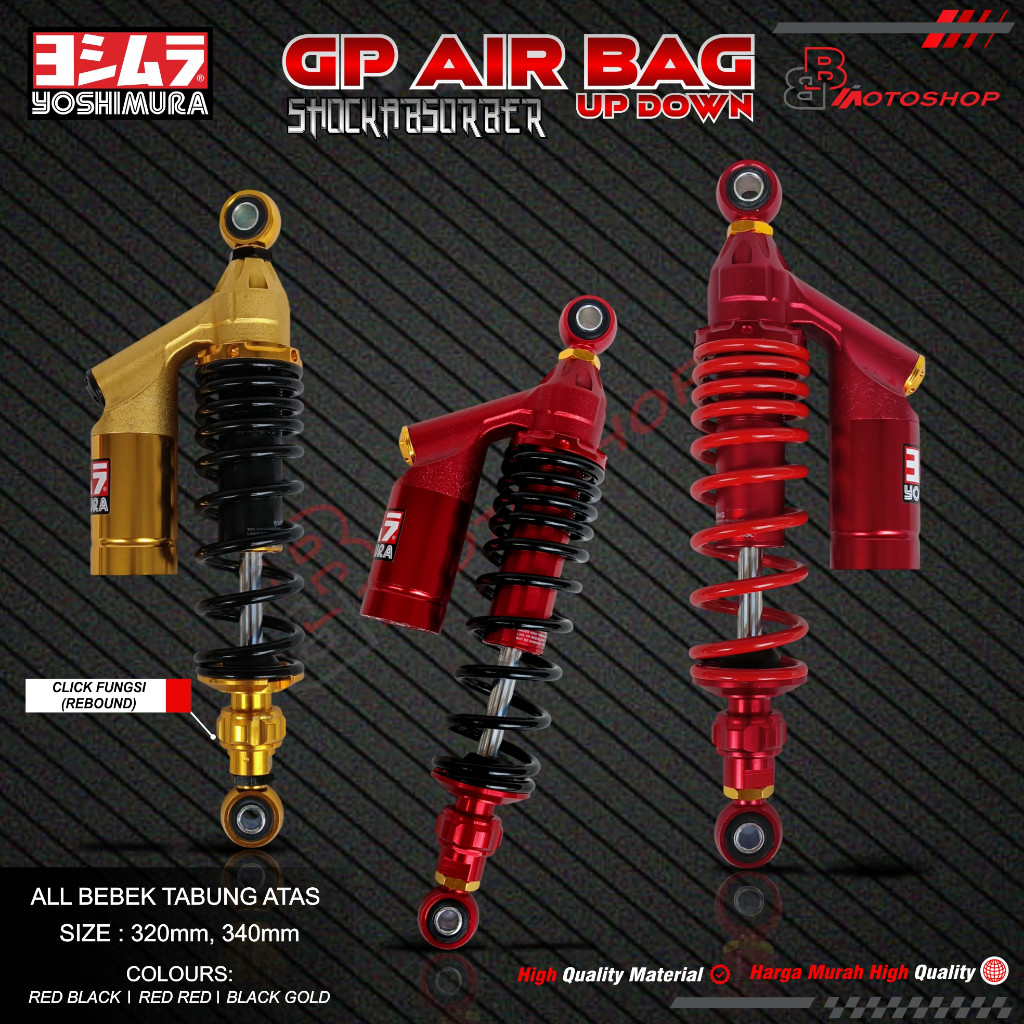 Shock Breaker Tabung Atas Click Fungsi GP Air Bag Uk 320mm 340mm semua motor Bebek
