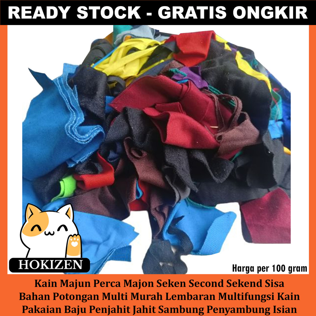 Kain Majun Majon Seken Second Perca Per 100 Gram  Sekend Sisa Bahan Potongan Multi Murah Lembaran Mu