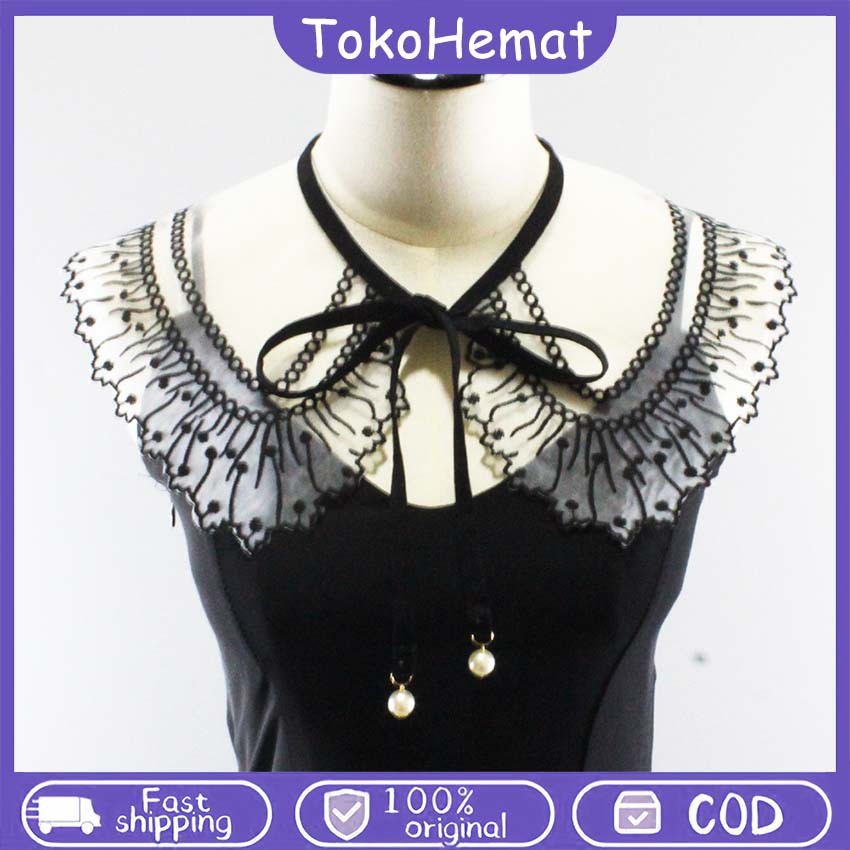 Aksesoris Kerah Palsu Korean Style Bordir lace Fake Collar Instan Wanita Kerah Lebar Dewasa embroide