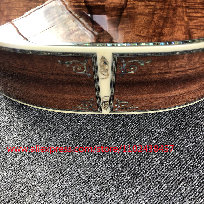 9999# D Body High quality all KOA acoustic guitar, ebony fingerboard, abalone shell binding