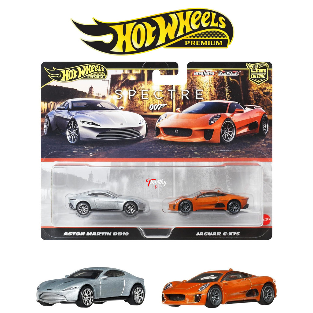 Hot Wheels Premium 2 Pack Aston Martin DB10 Vs Jaguar C-X75 Spectre 007 Mobil Balap