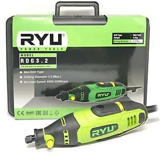 RYU Mesin Bor Mini Die Grinder Ukir Grafir RDG 3.2 LENGKAP Aksesoris Gerinda Tuner Set ORIGINAL 100%