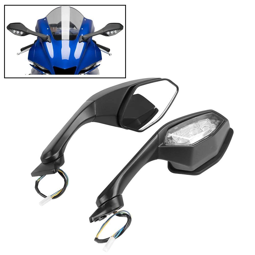Untuk YAMAHA YZFR1 YZF R1 YZF-R1 2015-2024 YZFR6 YZF-R6 YZF R6 2017-2022 Spion Lipat dengan Lampu Se
