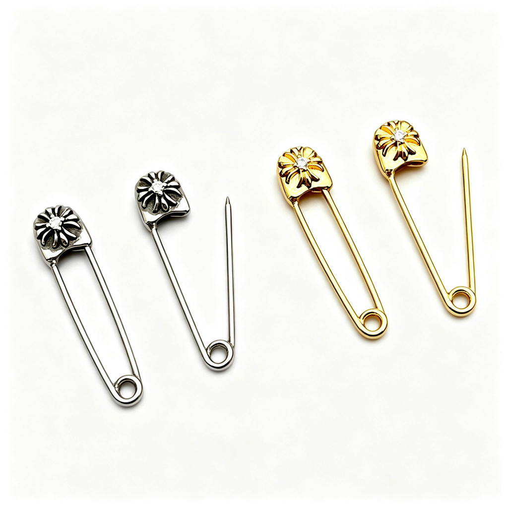 Anting Pin Bunga Salib Emas Anting Kerah Salib Klip Kerah Bros DIY Liontin