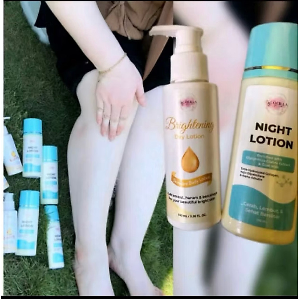 Qcilla glowskin hb siang & malam paket pemutih badan bpom