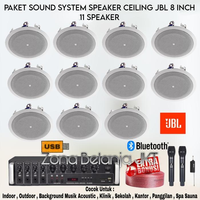 Paket Sound Indoor Cafe Kantor Speaker Ceiling JBL 8 Inch 11 Speaker