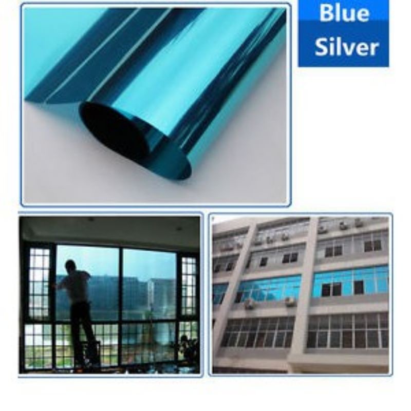 kaca film/one way / cermin / silver biru / silver blue