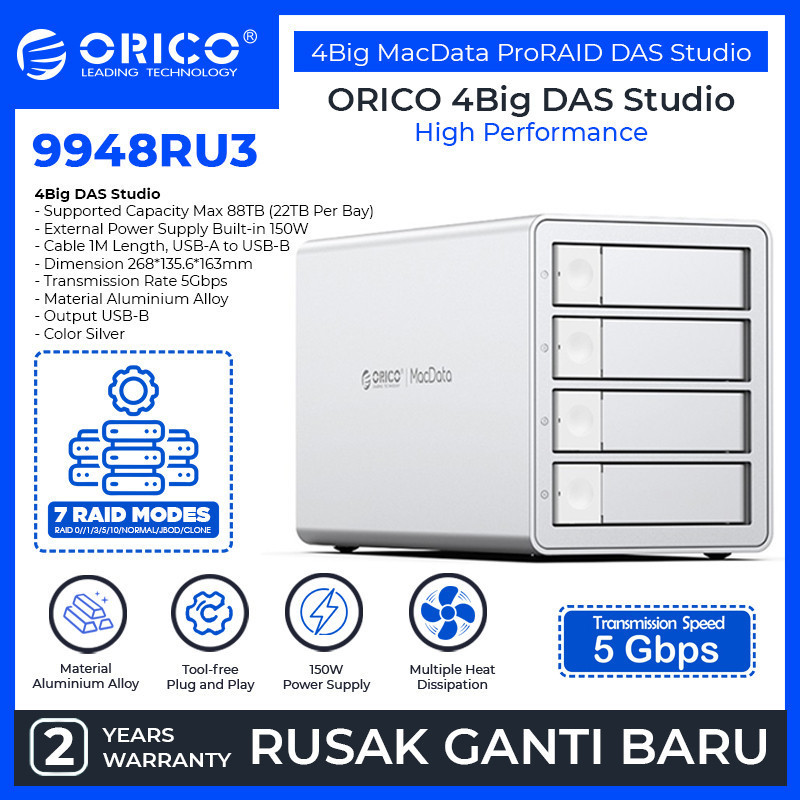 ORICO 4Big MacData RAID DAS Studio 4 Bay HDD Enclosure SSD Enclosure 5Gbps - 9948RU3