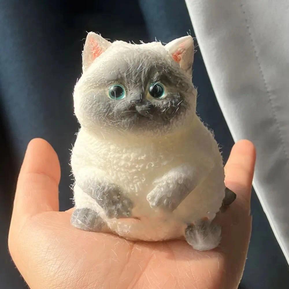 Boneka Kucing Lucu yang Dapat Dipencet dengan Permukaan Berbulu, Lambat Mengembang Kembali, untuk Me